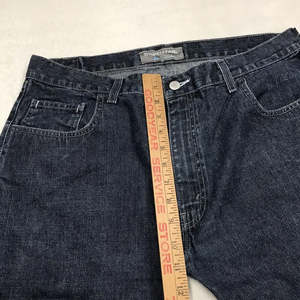 Y2K LEVIS SILVERTAB Boot Fit Jeans Men 36x30 Dark Distressed Made in Mexico '01